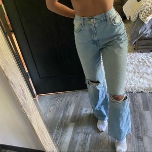 Zara Women’s Ripped Wide Leg Jeans